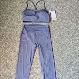 Lululemon Blue/Gray Sports Bra & Leggings Set. Never Worn. Smoke & Pet Free Home